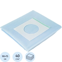 Простыня стерил. с круг.отверст. лип.край 90х75, спанб. лам., пл.40 Гекса