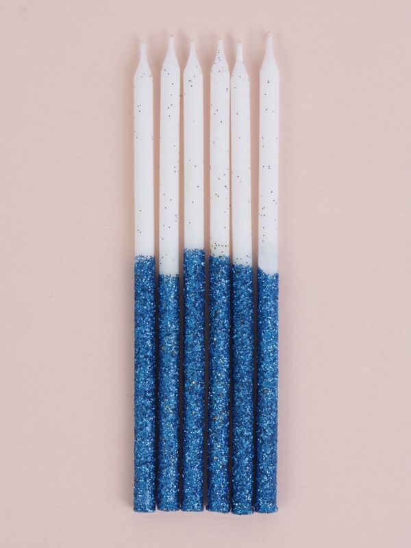 Свечи для торта Свечи для торта "Блестящее сияние", 6 шт, белые с голубым