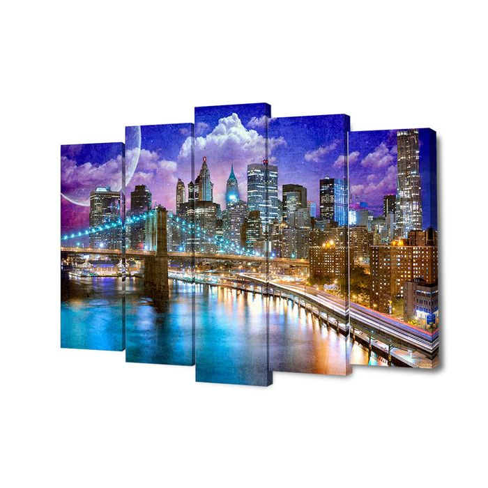 Картина модульная на подрамнике  Картина модульная на подрамнике "Яркий город" 2-63*25, 2-71*25, 1-80*25;  125*80см