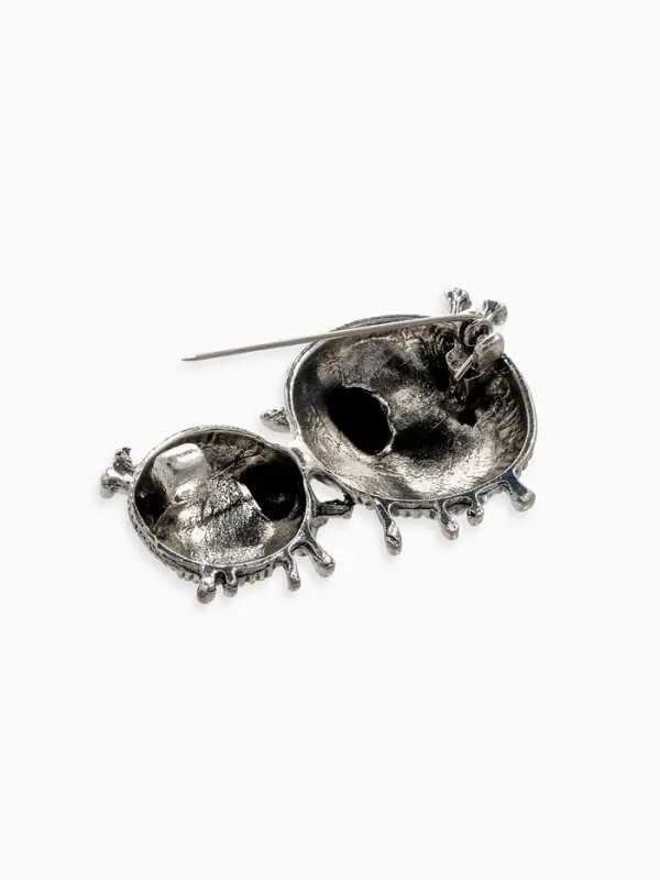 Брошь «Овечки пара», цвет белый в чернёном серебре