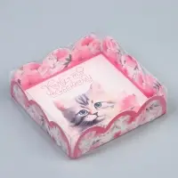 Коробка для печенья, кондитерская упаковка с PVC крышкой, «Котёнок», 10.5 х 10.5 х 3 см