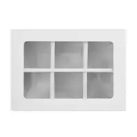 Коробка для 6 конфет с окном, белая, 13.7&times;9.85&times;3.85 см