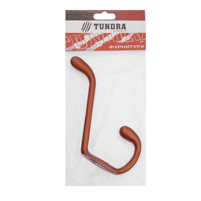 Крючок мебельный ТУНДРА TKD033, двухрожковый, медь Крючок мебельный ТУНДРА TKD033, двухрожковый, медь