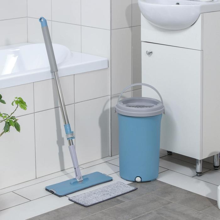 Швабра с отжимом и ведро Доляна: ведро с отсеками 10 л, 24×38 см, швабра плоская 32×12×120 см, насадка с карманами с двух сторон Швабра с отжимом и ведро Доляна: ведро с отсеками 10 л, 24×38 см, швабра плоская 32×12×120 см, насадка с карманами с двух сторон