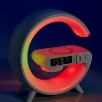 Портативная колонка - ночник G63, 15 Вт колонка, 15 W зарядка, 1800 мАч, подсветка, белая