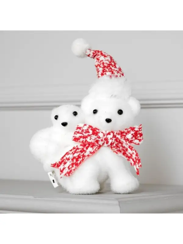 Светодиодная фигура &laquo;Медведица с медвежонком&raquo; 20&times;17&times;9 см, флок, от батареек CR2032&times;2, свечение тёплое белое