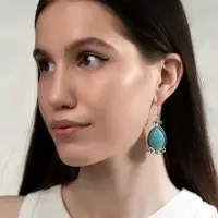 Серьги &laquo;Бирюзовый мир&raquo;, капля, голубые в чернёном серебре