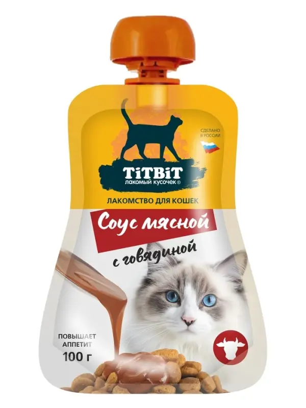 Лакомство для кошек TiTBiT, соус мясной с говядиной, 100 г