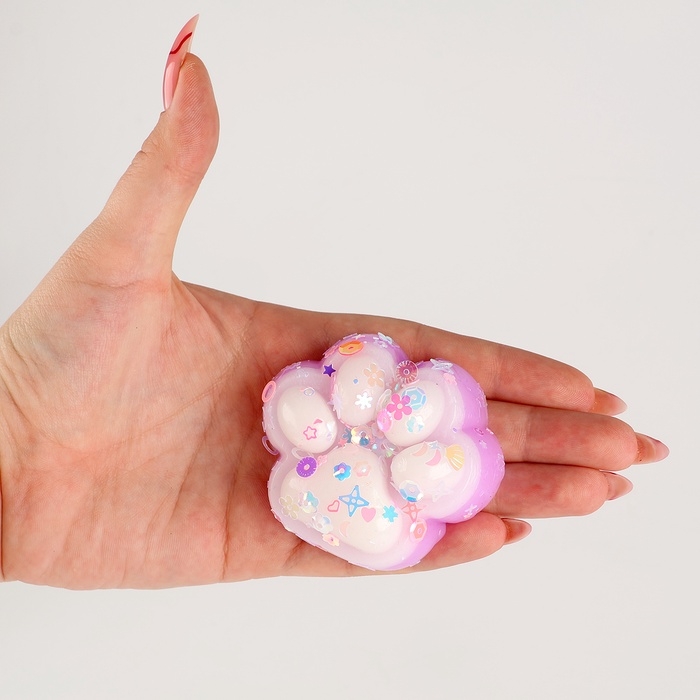 Сквиш антистресс - игрушка «Лапка», с блёстками Сквиш антистресс - игрушка «Лапка», с блёстками