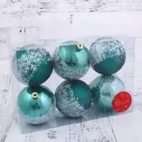 Ёлочные шары &laquo;Морозная снежинка&raquo;, d=8 см, набор 6 шт., зелёные