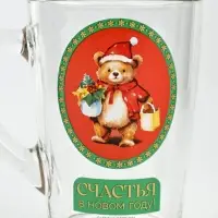 Кружка новогодняя стеклянная &laquo;Мишка&raquo;, 300 мл