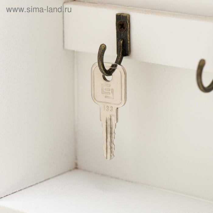 Ключница дерево 6 крючков с ящиком Ключница дерево 6 крючков с ящиком "Ключи от дома" 36х22х8 см