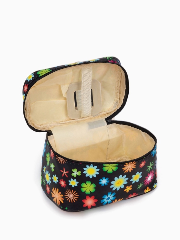 Косметичка на молнии, с ручкой, цвет чёрный/разноцветный Косметичка на молнии, с ручкой, цвет чёрный/разноцветный