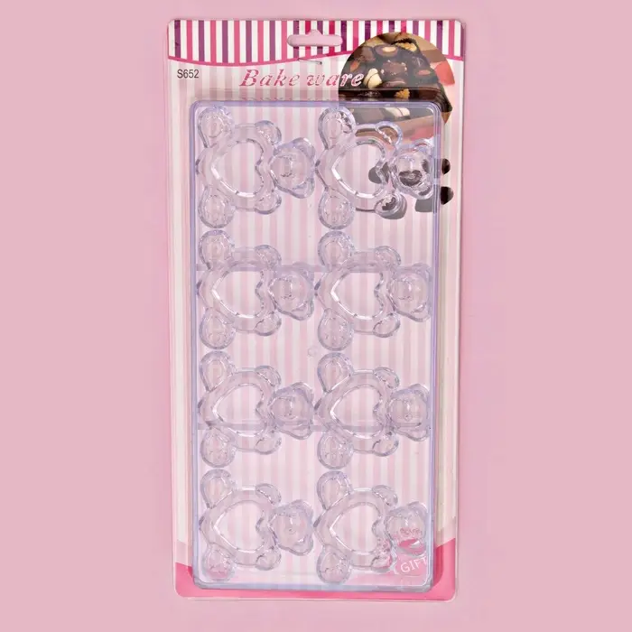 Форма конфет и шоколада &laquo;Влюблённые мишки&raquo;, 28&times;14 см, 8 ячеек, пластик, прозрачная