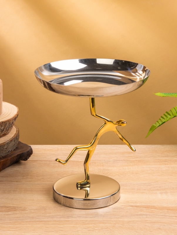 Чаша "Человек" 17х17х20 см, нержавеющая сталь, латунь, цв. серебро