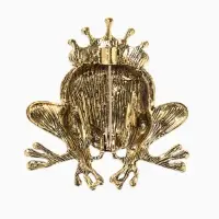 Брошь &laquo;Лягушка&raquo; принцесса, цвет зелёный в чернёном золоте