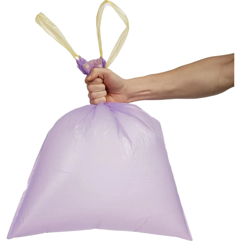 Мешки для мусора ПНД 30л 25мкм 20шт/рул фиолетовый 50x60см с завязками