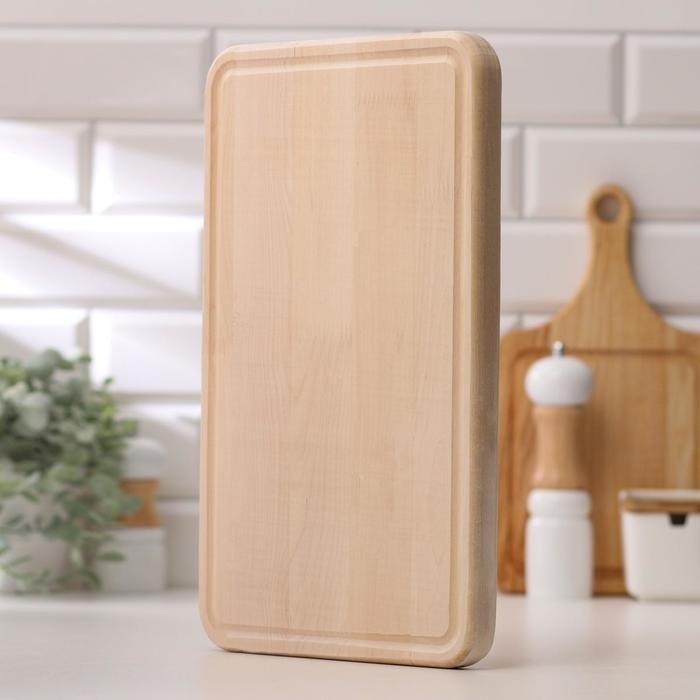 Доска разделочная и сервировочная "Прямоугольник", с желобом, МАССИВ, 40×25×2,5 см