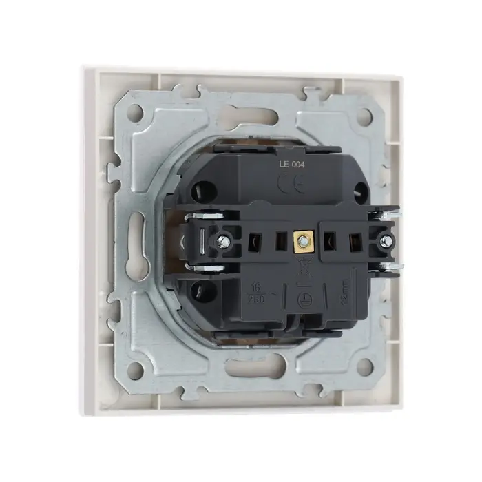 Розетка TOT Matte Glass, 16 А, стекло, скрытая, одноместная, с заземлением, белая