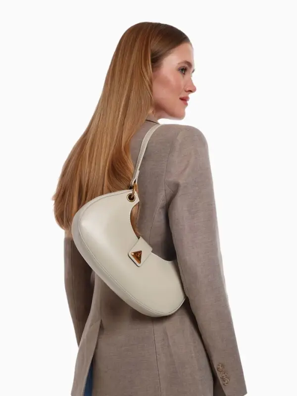 Сумка женская багет TEXTURA на молнии, 30&times;5&times;17 см, молочная