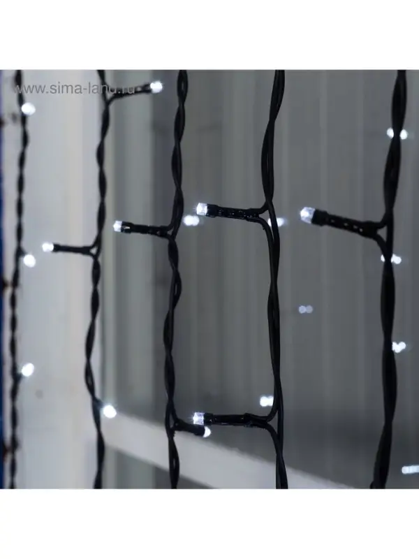 Гирлянда &laquo;Занавес&raquo; 2&times;9 м, IP44, УМС, тёмная нить, 1800 LED, свечение белое, мерцание, 220 В