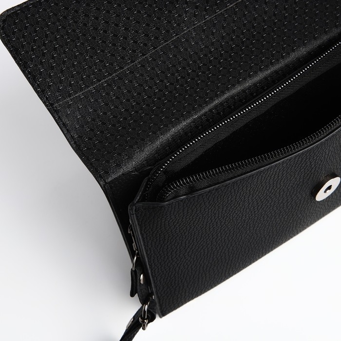 Сумка-клатч на магните, длинный ремень, цвет чёрный Сумка-клатч на магните, длинный ремень, цвет чёрный