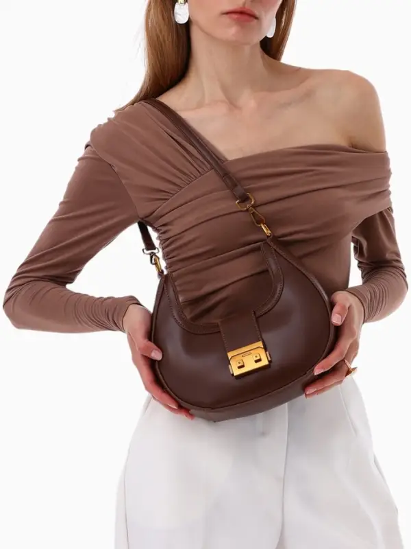 Сумка женская багет TEXTURA на молнии, 24&times;6.5&times;13 см, коричневая