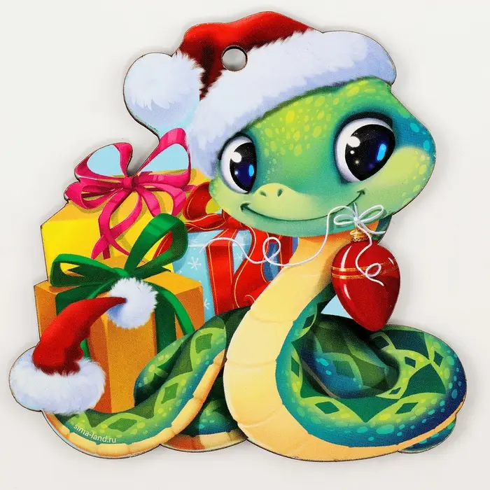 Подвеска на ёлку деревянная «Новый год! Змея», символ 2025 Подвеска на ёлку деревянная «Новый год! Змея», символ 2025