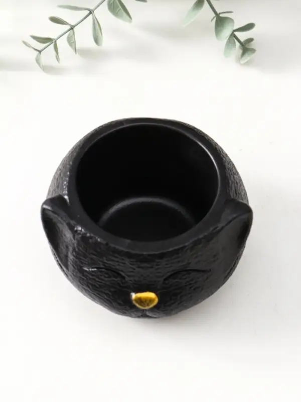 Подставка для мелочей «Кот», 6×9.5×10 см, чёрная
