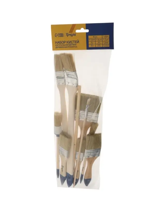 Набор кистей ТУНДРА, плоские, круглые, радиаторные, для масляной краски, 10 шт.