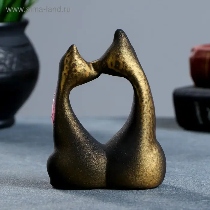 Фигура "Коты Влюбленные с бантиками" черные 5х9х12см