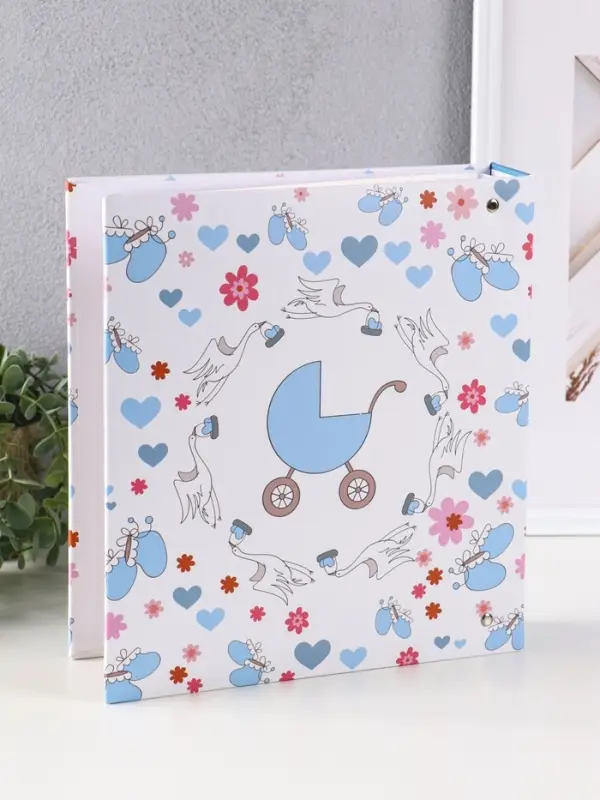 Фотоальбом 50 магнитных листов 23X28см, Фотоальбом 50 магнитных листов 23X28см, "Малыш в голубой шапочке", пер-т 3-кольца