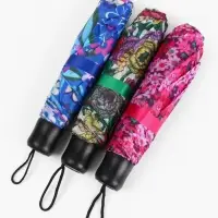 Зонт механический &laquo;Цветы&raquo;, 3 сложения, 8 спиц, R=48/55 см, d=96 см, МИКС