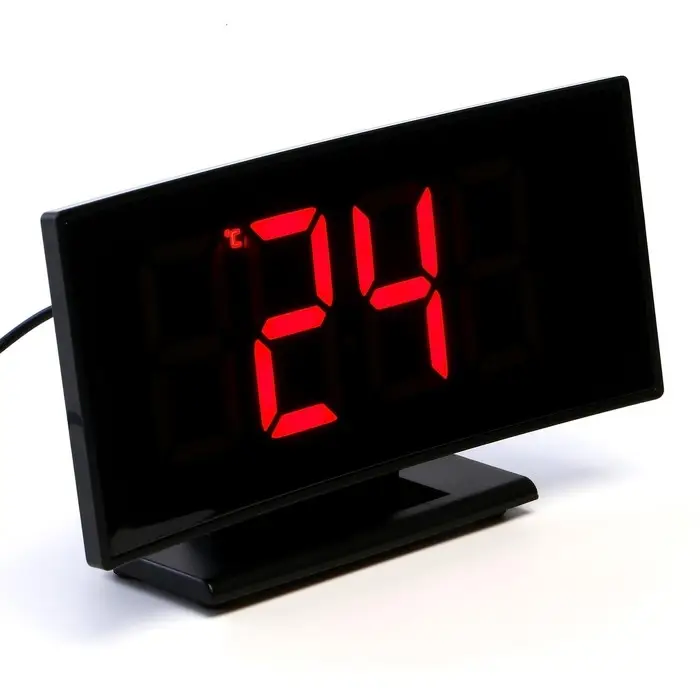 Часы - будильник электронные настольные: термометр, календарь, 17&times;9.5 см, 3хААА, USB