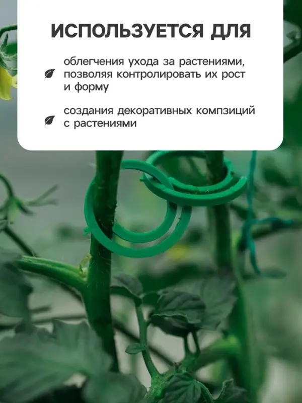 Скрепки садовые для подвязки растений, в наборе 50 шт., пластик, зелёные, Greengo