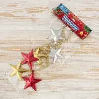 Бусы на ёлку &laquo;Разноцветные звёздочки&raquo;, 5.5 см, длина 1 м, золотисто - красные