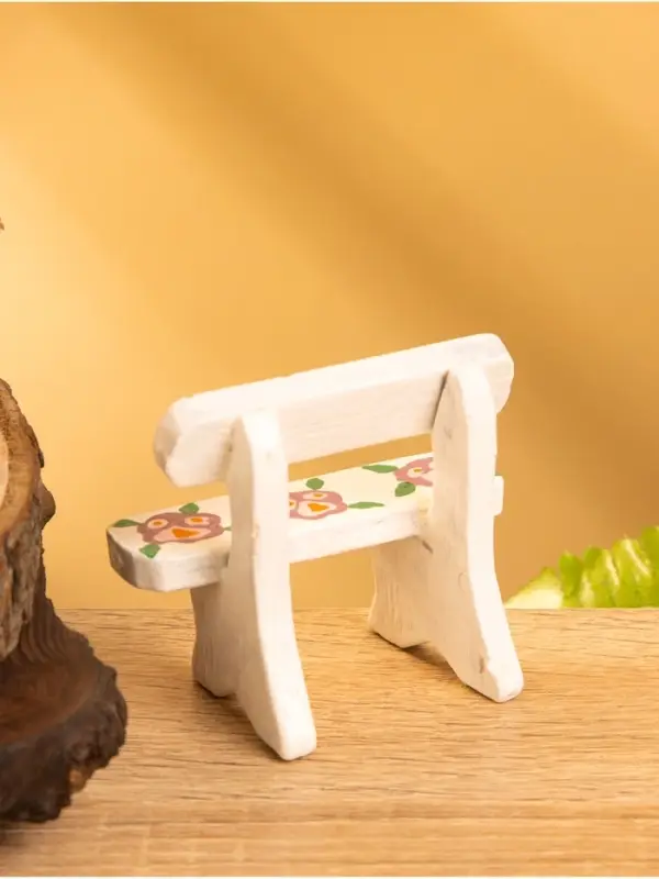 Мебель для кукол &laquo;Скамейка с цветами&raquo;, 6.5&times;3.5&times;6 см, дерево, белая