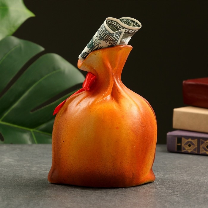 Копилка Копилка "Мешок - Счастья и добра" оранжевая, 17см