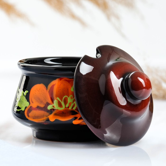 Сахарница  Сахарница "Псковская" 0,3л / 12х12,5см, мак на черном