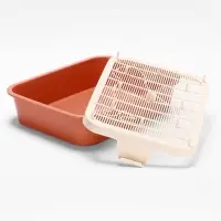 Туалет для кошек &laquo;Мур-мяу&raquo;, 33&times;25&times;7 см, с сеткой, пластик, цвет коралловый