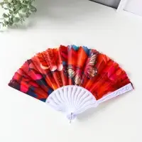 Веер пластик, текстиль "Бабочки и цветы" МИКС 23 см Веер пластик, текстиль "Бабочки и цветы" МИКС 23 см