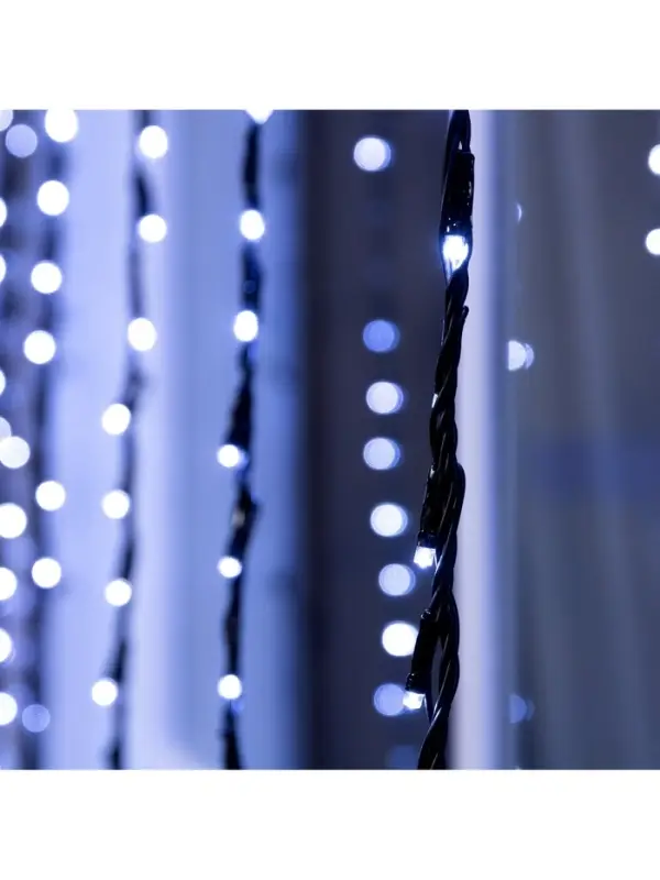 Гирлянда &laquo;Водопад&raquo; 2&times;3 м, IP44, УМС, тёмная нить, 800 LED, свечение белое, 8 режимов, 220 В