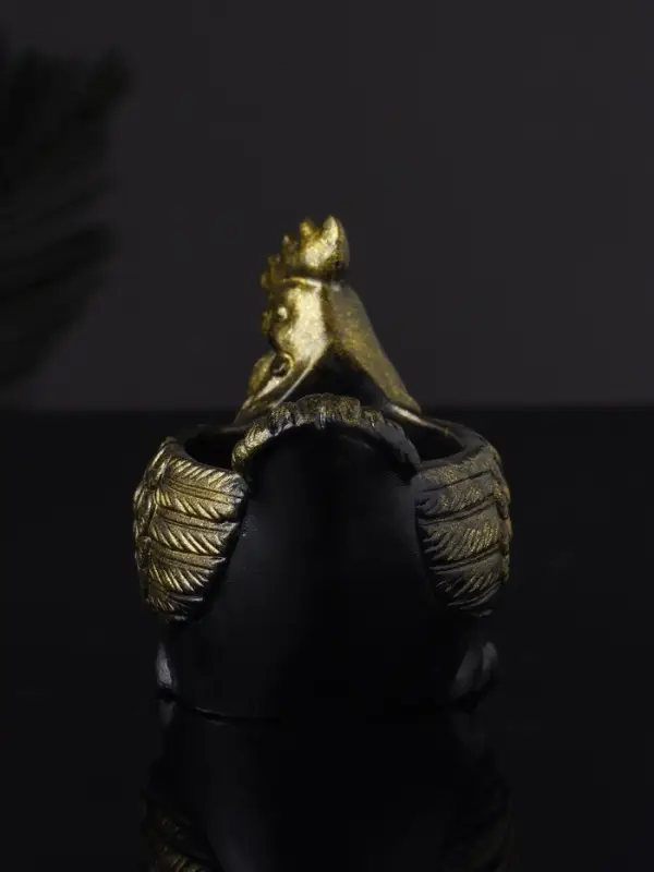 Кашпо "Курица" 10х9х6 см, черный с позолотой