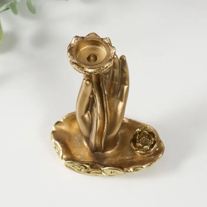 Подставка для благовоний, конусов &laquo;Цветок в руке&raquo;, полистоун, 7&times;5.5&times;9 см