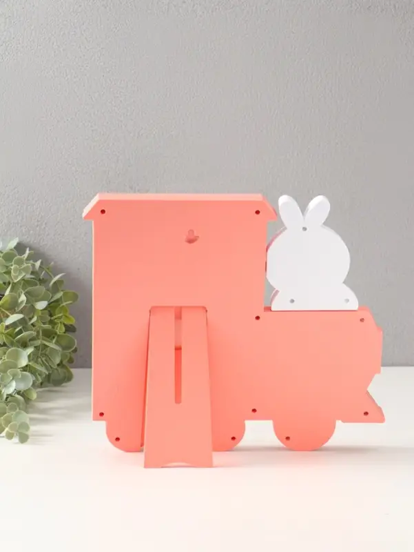 Фоторамка пластик 13х18 см "Зайка в поезде" розовый 3х27,5х24,8 см