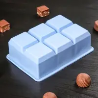 Форма для льда и заготовок Доляна &laquo;Кубик&raquo;, силикон, 16&times;11&times;4.8 см, 6 ячеек (4.6&times;4.6 см), бирюзовая