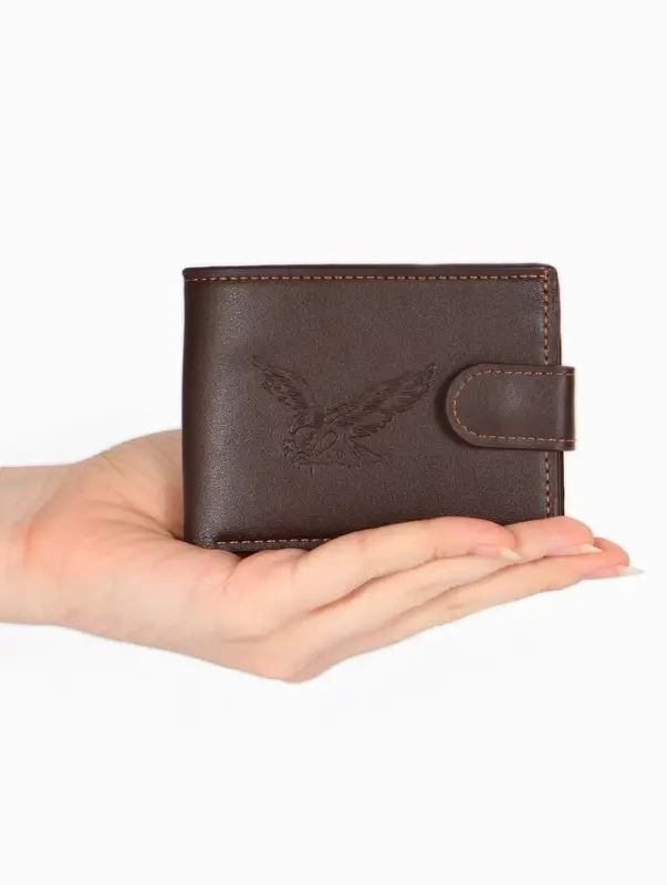 Портмоне мужское &laquo;Орёл&raquo;, на кнопке, два отделения, коричневое