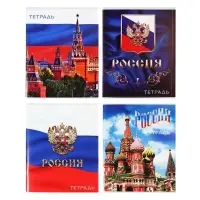 Тетрадь 96 листов в клетку, Calligrata &laquo;Россия&raquo;, серые листы, МИКС