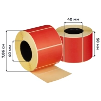 Термоэтикетки ЭКО 58х40, 700 шт/рул, вт.40, красные, 6 рул/уп (спайка)