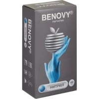 Перчатки нитрил., нестер., н/о, голубой Benovy (XS) 100пар/уп